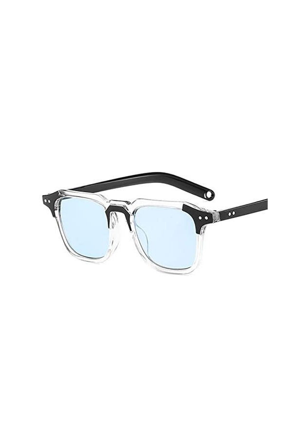 HWRHWR Lunettes de Soleil carrées Noires Vintage Femme Miroir Lunettes de Soleil Femme rétro Hip-hop