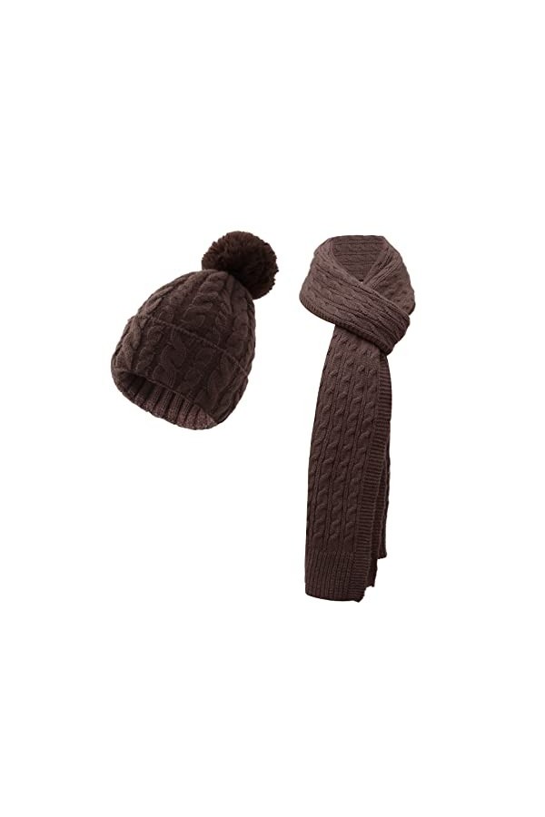 SERENYOU Bonnet dhiver pour femme - Bonnet tricoté épais - Doux et chaud, Coffee 3., taille unique