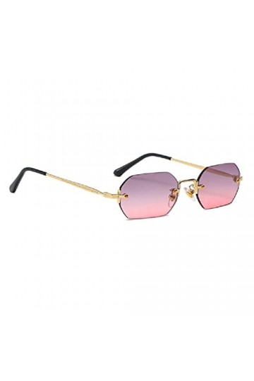 Lunettes de soleil vintage sans monture pour homme et femme Lunettes de soleil rétro à la mode avec monture en métal Protecti