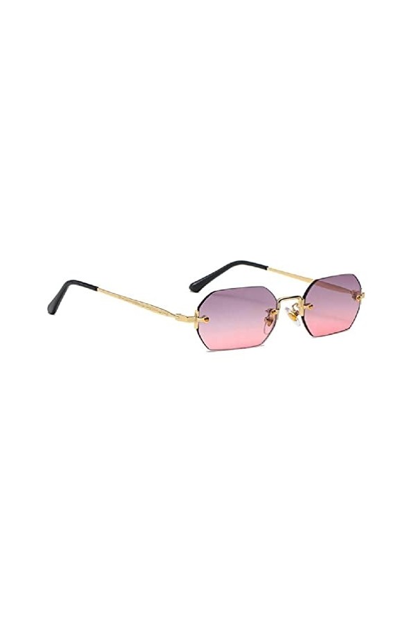 Lunettes de soleil vintage sans monture pour homme et femme Lunettes de soleil rétro à la mode avec monture en métal Protecti