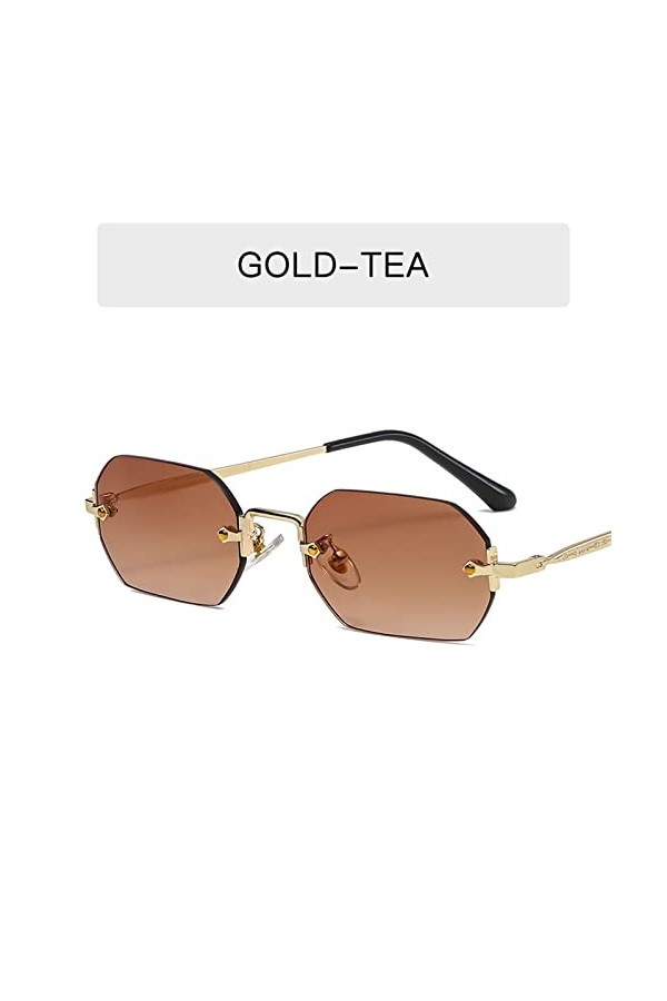Lunettes de soleil vintage sans monture pour homme et femme Lunettes de soleil rétro à la mode avec monture en métal Protecti