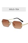 Lunettes de soleil vintage sans monture pour homme et femme Lunettes de soleil rétro à la mode avec monture en métal Protecti