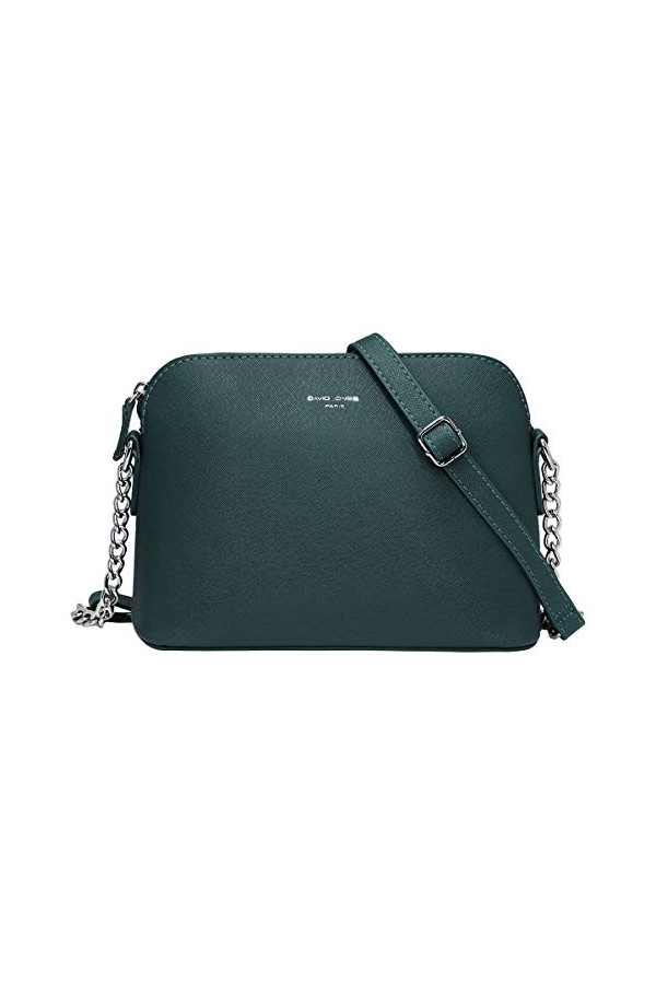 David Jones - Petit Sac Bandoulière Femme - Sac à Main Chaîne Argentée Porté Epaule - Besace Sacoche Messenger Téléphone Cuir