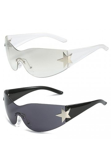 Fopytu 2 pièces lunettes de soleil sans monture Y2k pour femmes hommes, lunettes de soleil à la mode enveloppantes surdimensi