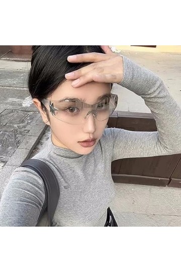 Fopytu 2 pièces lunettes de soleil sans monture Y2k pour femmes hommes, lunettes de soleil à la mode enveloppantes surdimensi