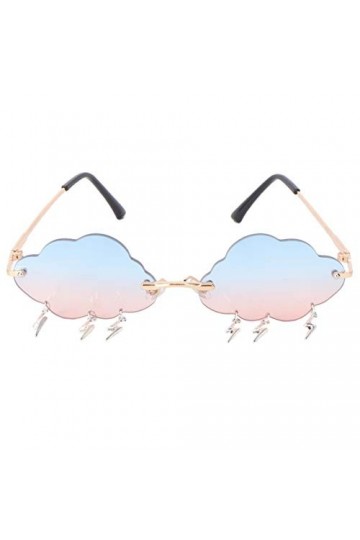 VALICLUD Lunettes de soleil pour femme en forme de nuage sans monture avec breloques éclair, lunettes de soleil tendance, ver