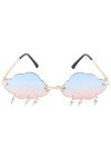 VALICLUD Lunettes de soleil pour femme en forme de nuage sans monture avec breloques éclair, lunettes de soleil tendance, ver