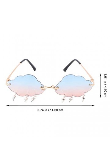 VALICLUD Lunettes de soleil pour femme en forme de nuage sans monture avec breloques éclair, lunettes de soleil tendance, ver