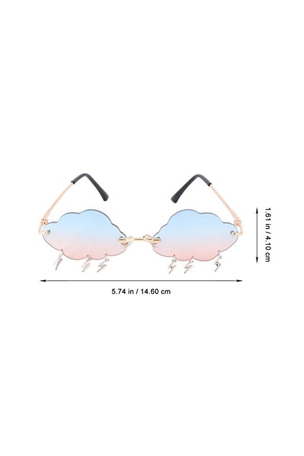 VALICLUD Lunettes de soleil pour femme en forme de nuage sans monture avec breloques éclair, lunettes de soleil tendance, ver