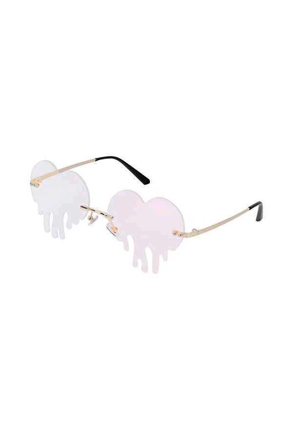 Valliclud Lunettes de soleil pour femme qui se dépose des lunettes de soleil sans monture en forme de cœur, verres colorés, 1