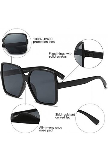 FOURCHEN Lunettes de soleil carrées surdimensionnées pour femme - -