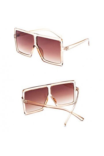 FOURCHEN Lunettes de soleil carrées surdimensionnées pour femme - Or -