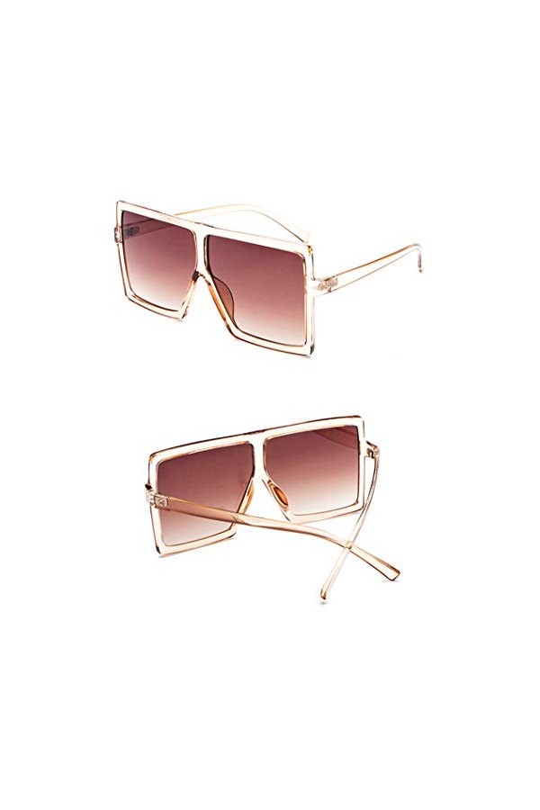 FOURCHEN Lunettes de soleil carrées surdimensionnées pour femme - Or -