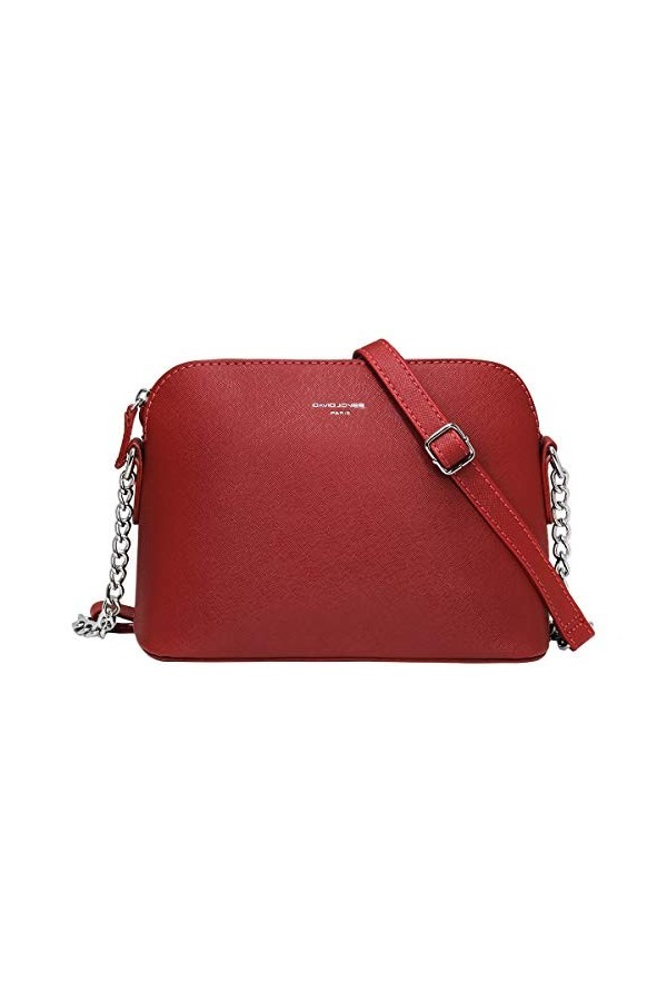 David Jones - Petit Sac Bandoulière Femme - Sac à Main Chaîne Argentée Porté Epaule - Besace Sacoche Messenger Téléphone Cuir