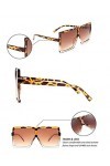 FOURCHEN Lunettes de soleil carrées surdimensionnées pour femme - -