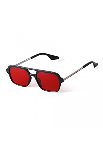 ADE WU Lunettes de soleil carrées ultra légères à double pont, lunettes vintage avec protection UV pour femmes hommes pour vo