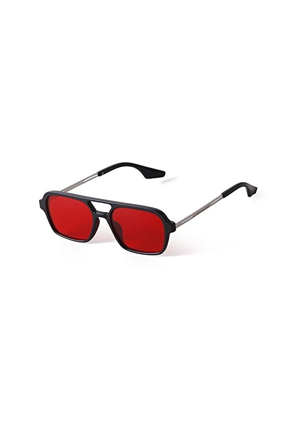 ADE WU Lunettes de soleil carrées ultra légères à double pont, lunettes vintage avec protection UV pour femmes hommes pour vo