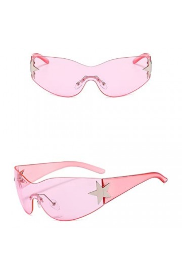 Dorjuli Y2k Lunettes de soleil sans monture polarisées rétro pour fête - Lunettes de soleil sans monture - Vision claire - Po