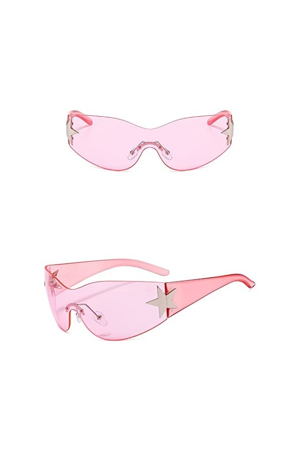 Dorjuli Y2k Lunettes de soleil sans monture polarisées rétro pour fête - Lunettes de soleil sans monture - Vision claire - Po