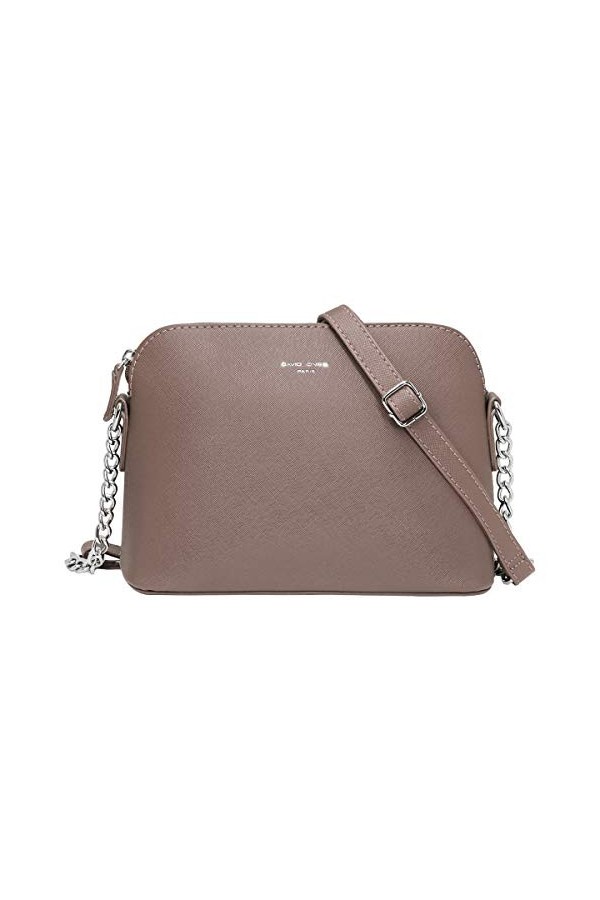 David Jones - Petit Sac Bandoulière Femme - Sac à Main Chaîne Argentée Porté Epaule - Besace Sacoche Messenger Téléphone Cuir