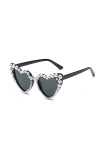 NAIXUE Lunettes De Soleil Pearl Heart Bachelorette Party Y2k Bling Lunettes De Soleil Pearl Cat Eye Lunettes De Soleil Pour F