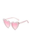 NAIXUE Lunettes De Soleil Pearl Heart Bachelorette Party Y2k Bling Lunettes De Soleil Pearl Cat Eye Lunettes De Soleil Pour F