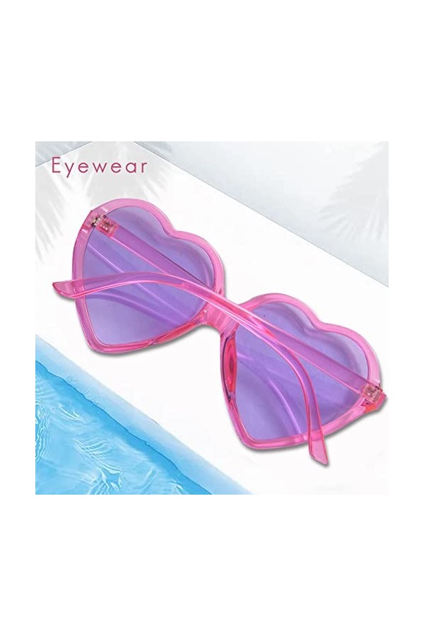 Graootoly Lunettes de soleil vintage des années 90 pour femmes et filles surdimensionnées en forme de cœur rétro violet , vi