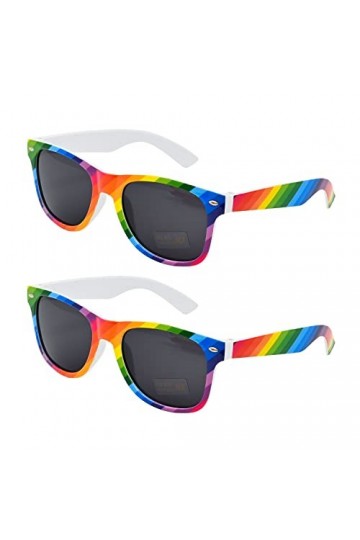Fvomye Lunettes de soleil arc-en-ciel Gay Pride style LGBT pour festivals, fêtes, célébrations et usage quotidien, Arc-en-cie