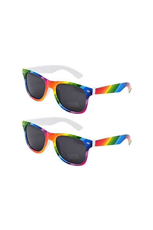 Fvomye Lunettes de soleil arc-en-ciel Gay Pride style LGBT pour festivals, fêtes, célébrations et usage quotidien, Arc-en-cie