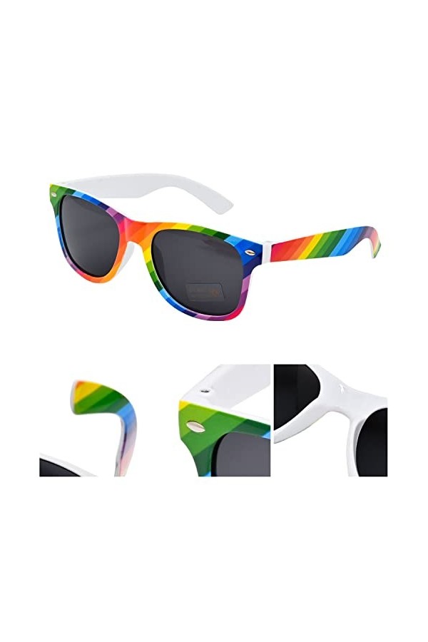 Fvomye Lunettes de soleil arc-en-ciel Gay Pride style LGBT pour festivals, fêtes, célébrations et usage quotidien, Arc-en-cie