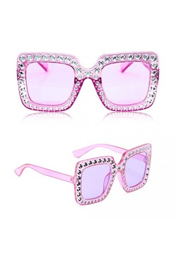Beamely Lunettes de soleil surdimensionnées en strass, monture épaisse, lunettes de soleil en cristal étincelant, unisexe pou