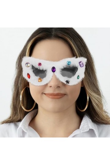 PACKOVE Lunettes De Soleil Œil De Chat Floues En Peluche Lunettes Punk En Velours Doux Lunettes De Soleil Faites À La Main Lu