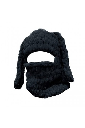 Mauqfra Cagoule exposée aux yeux - Bonnet tricoté avec oreilles de lapin - Bonnet dhiver chaud - Bonnet dhiver froid - Écha