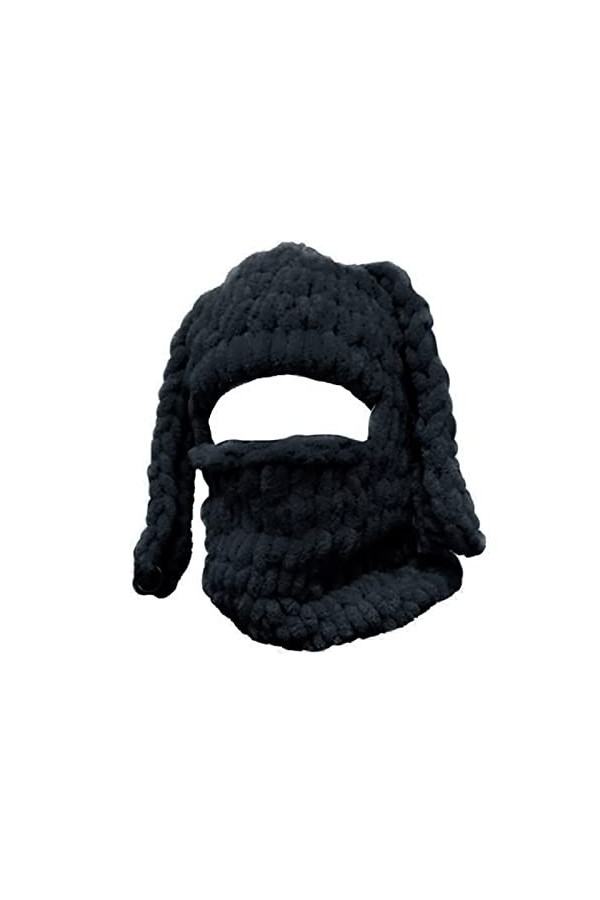 Mauqfra Cagoule exposée aux yeux - Bonnet tricoté avec oreilles de lapin - Bonnet dhiver chaud - Bonnet dhiver froid - Écha