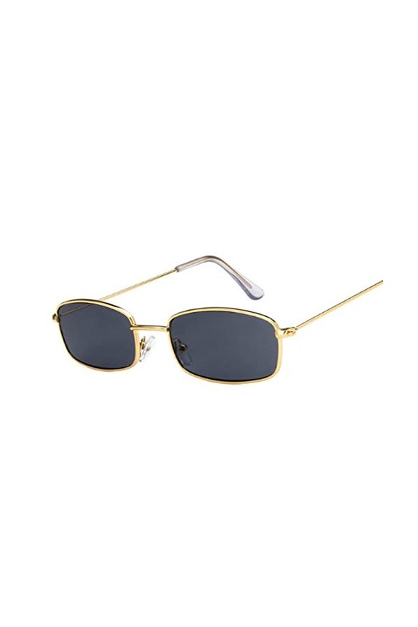 Métal Carré Lunettes de Soleil Femme Rétro Marque Voyage Petit Rectangle Lunettes de Soleil Homme Noir Jaune Rouge Miroir Vin