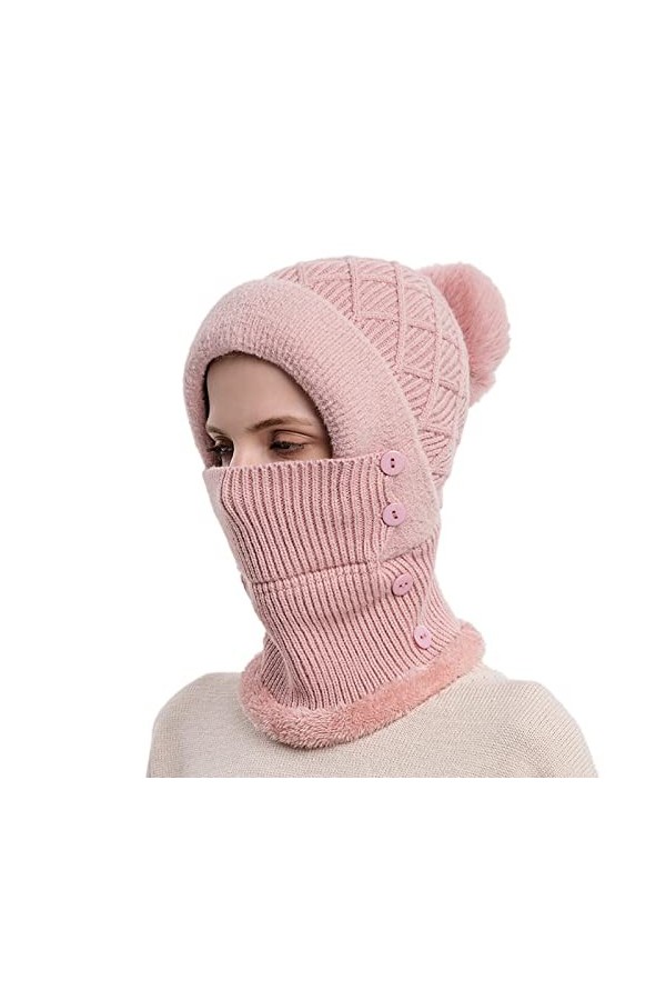 NAFING Chapeau dhiver pliable pour femme - Bonnet de course - Bonnet fonctionnel - Bonnet à pompon - Bonnet de travail - Dou