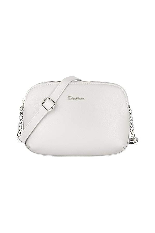 David Jones - Petit Sac Bandoulière Femme Multipoche Zip - Sac à Main Cuir PU Porté Epaule 3 Compartiments Zippées - Besace S
