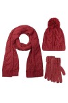 CheChury Chapeau Gants Écharpe Ensemble pour Femmes Dames Filles Doux Chaud Bonnet Tricoté Bonnet à Pompon Chapeau Long Échar