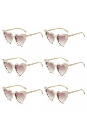 YAMEIZE Lot de 6 paires de lunettes de soleil vintage en forme de cœur pour femmes, hommes, enfants, protection UV400, B+g+y+