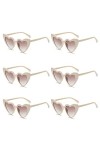 YAMEIZE Lot de 6 paires de lunettes de soleil vintage en forme de cœur pour femmes, hommes, enfants, protection UV400, B+g+y+
