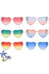 Lunettes de Soleil Hippie,6 Paires Lunettes de Soleil Hippie Rétro,Lunettes en Forme de Coeur,Lunettes de Soleil Hippies en C