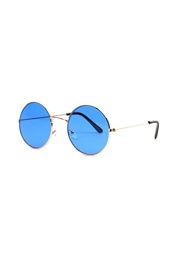 Lunettes soleil rondes bleues dorees Fashion Odala - Taille: Taille unique - Couleur: Bleu - Mixte