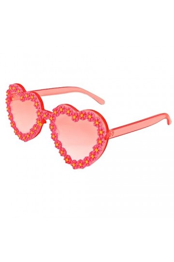 Klfoho Lunettes de soleil tendance en forme de cœur avec strass pour femme et homme, rose, Taille unique