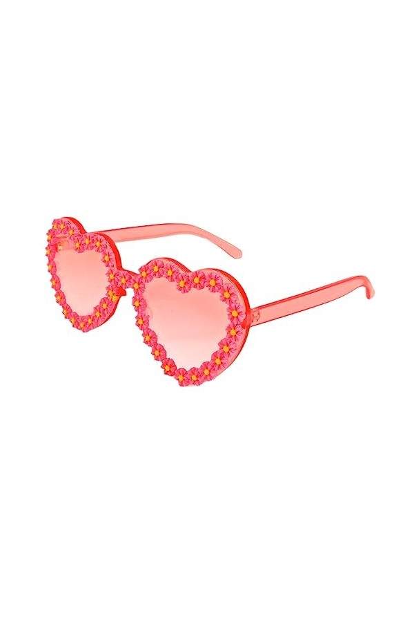 Klfoho Lunettes de soleil tendance en forme de cœur avec strass pour femme et homme, rose, Taille unique