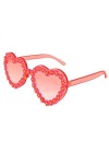 Klfoho Lunettes de soleil tendance en forme de cœur avec strass pour femme et homme, rose, Taille unique