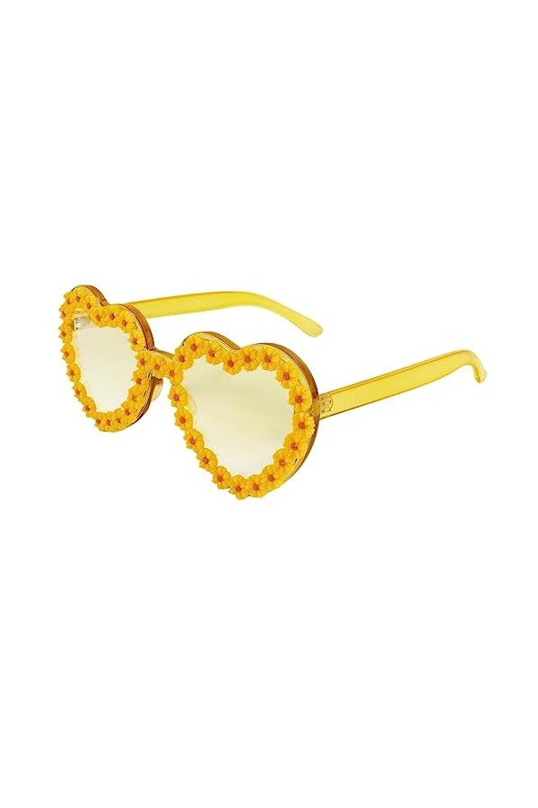 Klfoho Lunettes de soleil tendance en forme de cœur avec strass pour femme et homme, rose, Taille unique