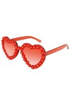 Klfoho Lunettes de soleil tendance en forme de cœur avec strass pour femme et homme, rose, Taille unique
