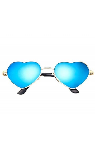 Lolita Lunettes de soleil en forme de cœur pour femme Style rétro hippie vintage Ibiza Festival Love Bleu roi