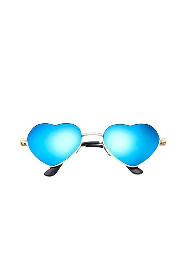 Lolita Lunettes de soleil en forme de cœur pour femme Style rétro hippie vintage Ibiza Festival Love Bleu roi