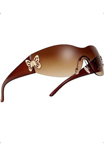 Myiaur Lunettes de soleil tendance surdimensionnées sans monture pour femme avec protection UV400 Motif papillon, Monture mar